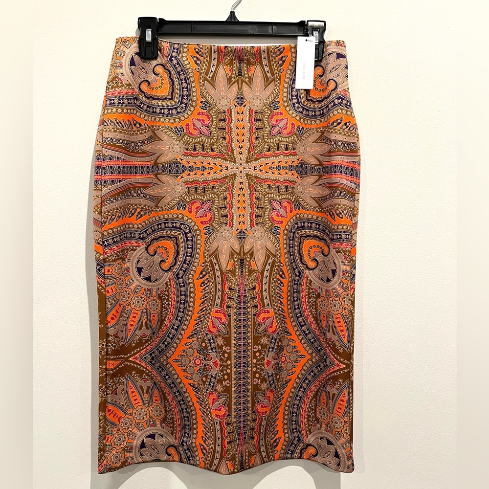 New York & Co Paisley Patterned Midi Skirt
